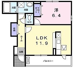 グリーンフィールド2 1LDKの間取図画像