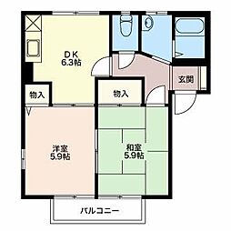 フレグランス白樺 2DKの間取図画像