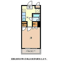 クロストーン 1Kの間取図画像