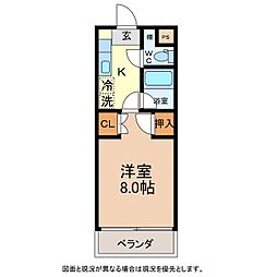 グランシティ駒場S棟 1Kの間取図画像