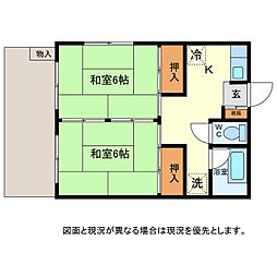 山口コーポ 2Kの間取図画像