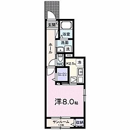 エルマーI 1Kの間取図画像