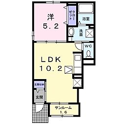 シャインA 1LDKの間取図画像