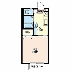 フレグランストゥイン 1Kの間取図画像