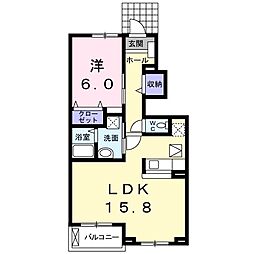 エリーゼB 1LDKの間取図画像