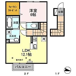 ルピナス 1LDKの間取図画像