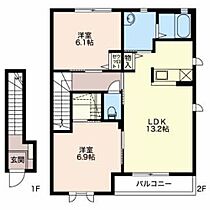 ブランシェアイリスA  ｜ 長野県諏訪市渋崎（賃貸アパート2LDK・2階・65.20㎡） その2