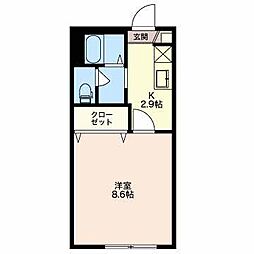 ルディK 1Kの間取図画像