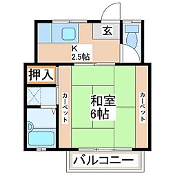パークアベニューK 1Kの間取図画像