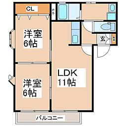 グランドグレイス3番館 2LDKの間取図画像