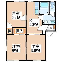 フレグランスリバーサイドC棟 3Kの間取図画像