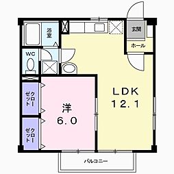 サニーコート長地 1LDKの間取図画像