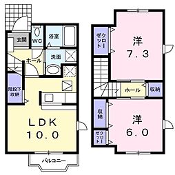 フォンターナプレッソB 2LDKの間取図画像