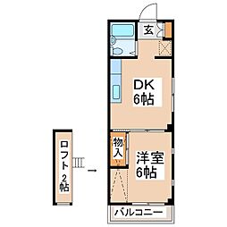 メゾンK2 1DKの間取図画像