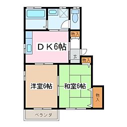 ディアスメイA 2DKの間取図画像