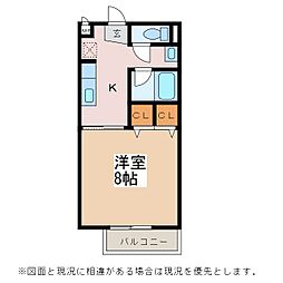 サープラス太尾 1Kの間取図画像