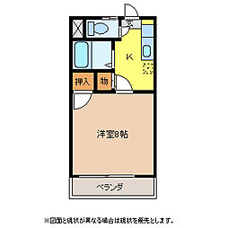 ビッグソルトヒルB 1Kの間取図画像