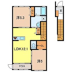 ジェンティーレ 2LDKの間取図画像