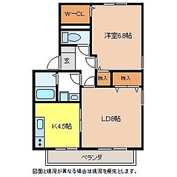 ハイカムール・御子柴C 1LDKの間取図画像