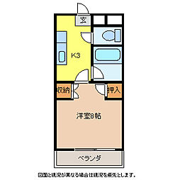 ビッグソルトヒルA 1Kの間取図画像