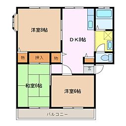 サンライフ松原 3DKの間取図画像