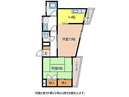 上條ビル 2Kの間取図画像
