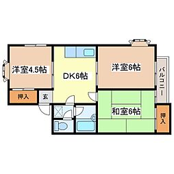 トーアコーポA 3DKの間取図画像