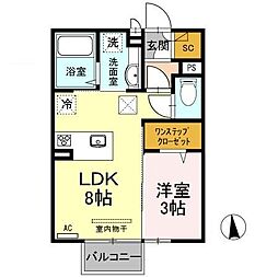 パティーナB 1LDKの間取図画像