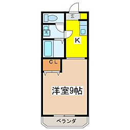 マンション山忠A棟 1Kの間取図画像