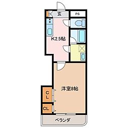 エクシブ広丘駅東B 1Kの間取図画像