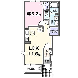 アウル　Ｂ 1階1LDKの間取り