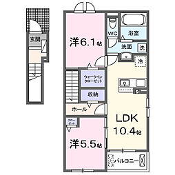 楓 2階2LDKの間取り