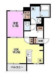 RK Avenir 1LDKの間取図画像