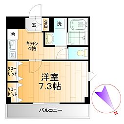 高島平コロナハイツ 1Kの間取図画像