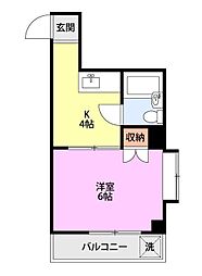 モンテビスタ 1Kの間取図画像