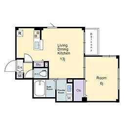 ウィステリア 1階1LDKの間取り