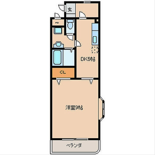 サンセットヒルズ 206｜福岡県久留米市東合川新町(賃貸マンション1DK・2階・32.00㎡)の写真 その2