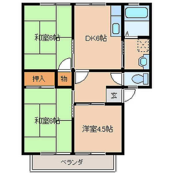 パークサイド南薫 202｜福岡県久留米市南薫町(賃貸アパート3DK・2階・51.00㎡)の写真 その2