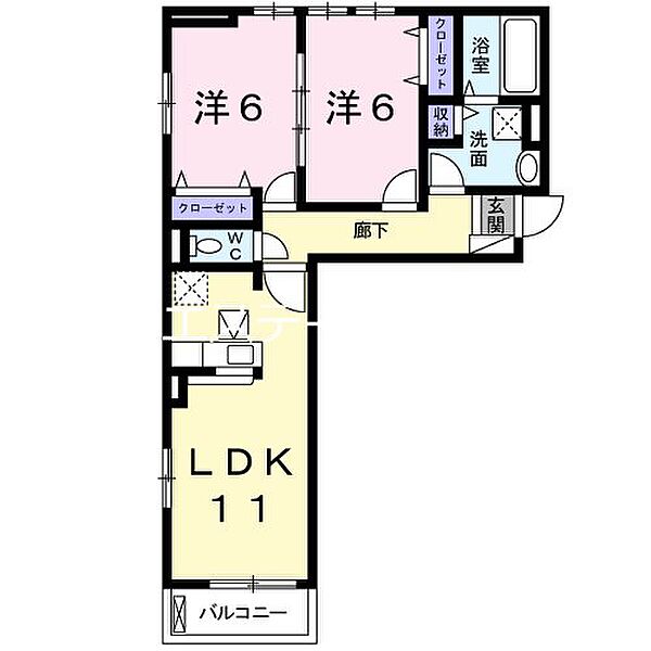 オペラハウスI番館 103｜福岡県久留米市津福本町(賃貸アパート2LDK・1階・56.79㎡)の写真 その2