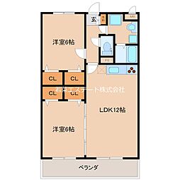 グリーンヒルズ東山2 2LDKの間取図画像