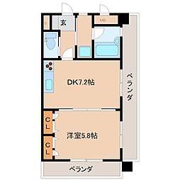 ライオンズマンション日吉町 1DKの間取図画像