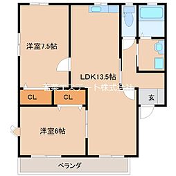 メゾネットマサ 2LDKの間取図画像