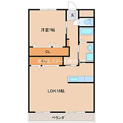 サンヒルズ花畑 1LDKの間取図画像