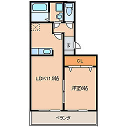 カトレアコート 1LDKの間取図画像