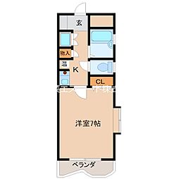 ダイナコート久留米本町 1Kの間取図画像