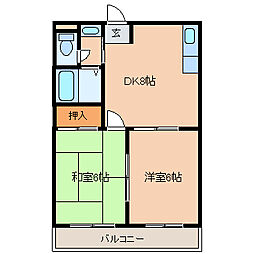 フェニックス久留米 2DKの間取図画像