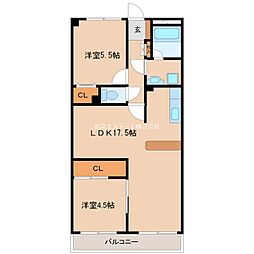 祥栄ビル 2LDKの間取図画像