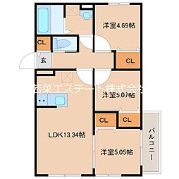 ラシックランテ・エテセゾン 3LDKの間取図画像