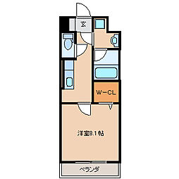 モントーレ・ヒルズ東櫛原 1Kの間取図画像