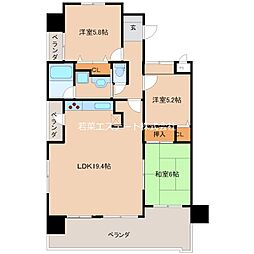 クイーンズ久留米ステーションスクエア 3LDKの間取図画像